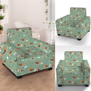 Cute Beagle Puppy Pattern Print Armchair Slipcover