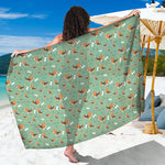 Cute Beagle Puppy Pattern Print Beach Sarong Wrap
