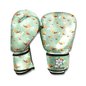 Cute Beagle Puppy Pattern Print Boxing Gloves