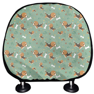 Cute Beagle Puppy Pattern Print Car Headrest Covers