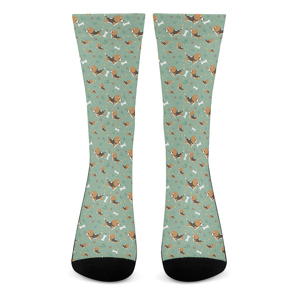 Cute Beagle Puppy Pattern Print Crew Socks