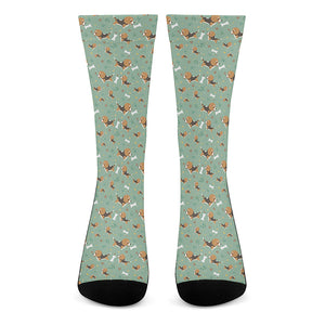 Cute Beagle Puppy Pattern Print Crew Socks