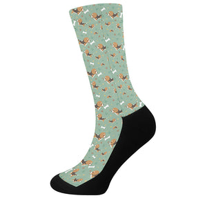 Cute Beagle Puppy Pattern Print Crew Socks