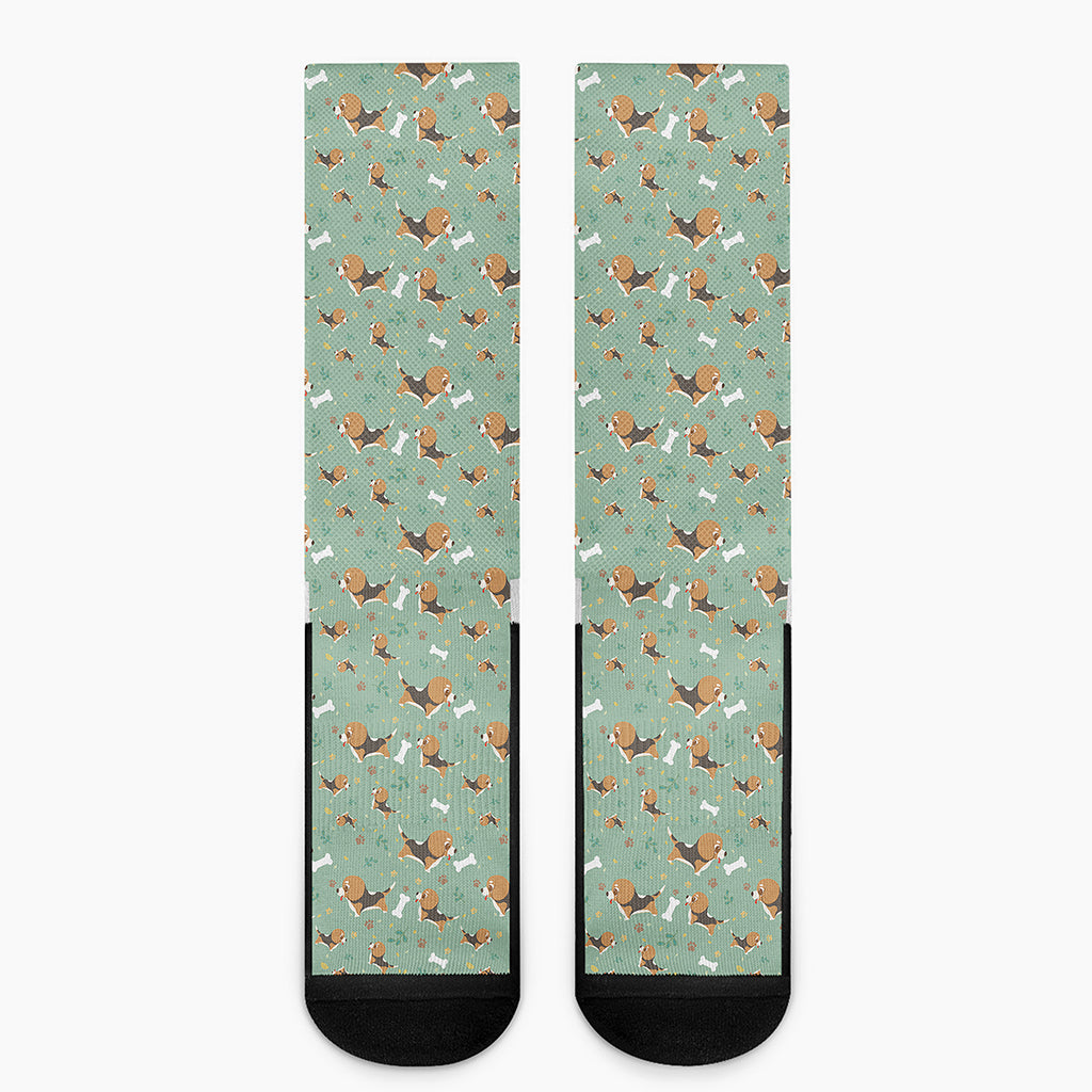 Cute Beagle Puppy Pattern Print Crew Socks