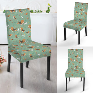 Cute Beagle Puppy Pattern Print Dining Chair Slipcover