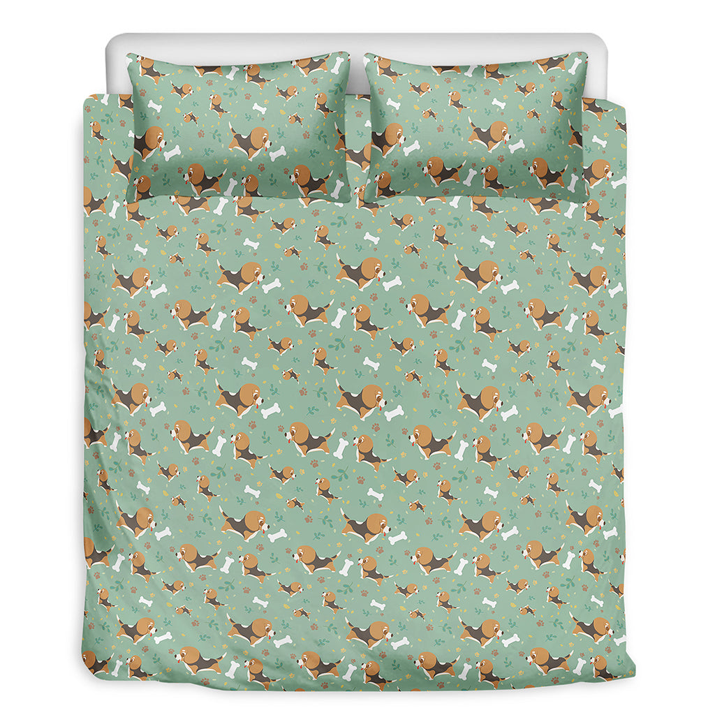 Cute Beagle Puppy Pattern Print Duvet Cover Bedding Set