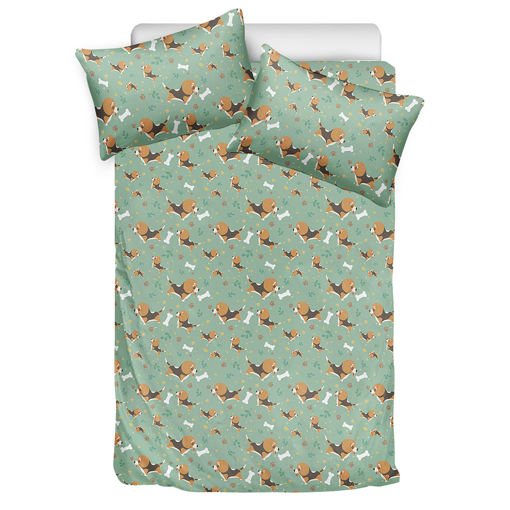 Cute Beagle Puppy Pattern Print Duvet Cover Bedding Set