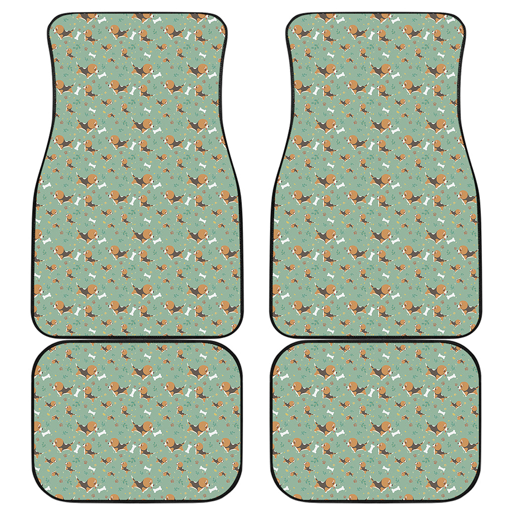 Cute Beagle Puppy Pattern Print Front and Back Car Floor Mats