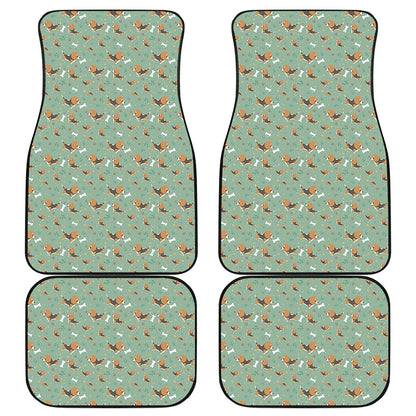 Cute Beagle Puppy Pattern Print Front and Back Car Floor Mats