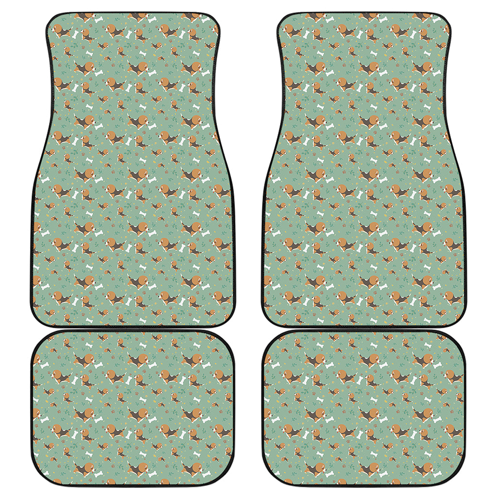 Cute Beagle Puppy Pattern Print Front and Back Car Floor Mats