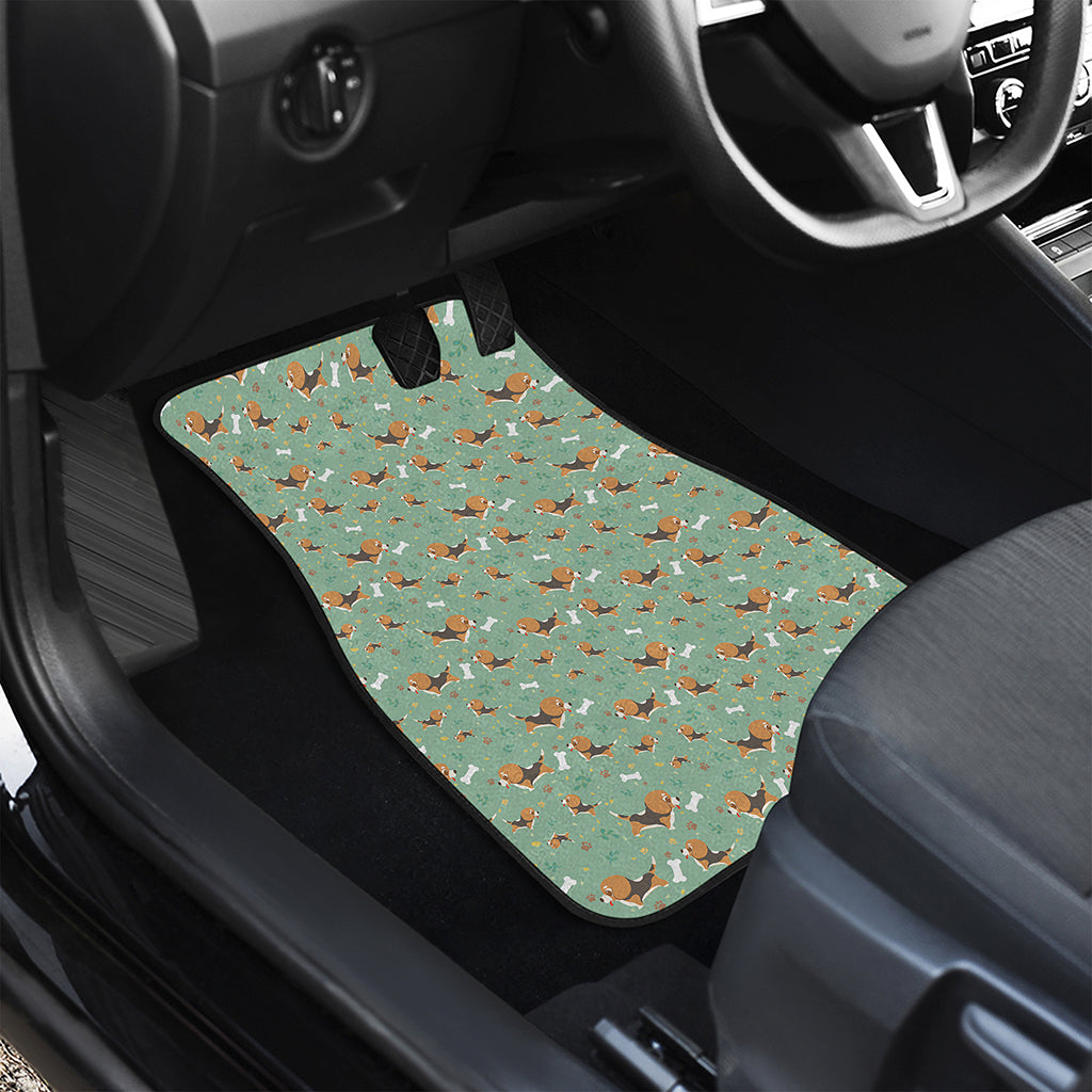 Cute Beagle Puppy Pattern Print Front and Back Car Floor Mats