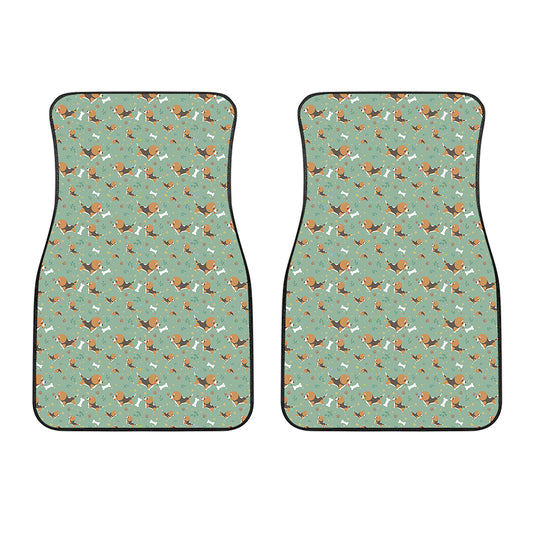 Cute Beagle Puppy Pattern Print Front Car Floor Mats