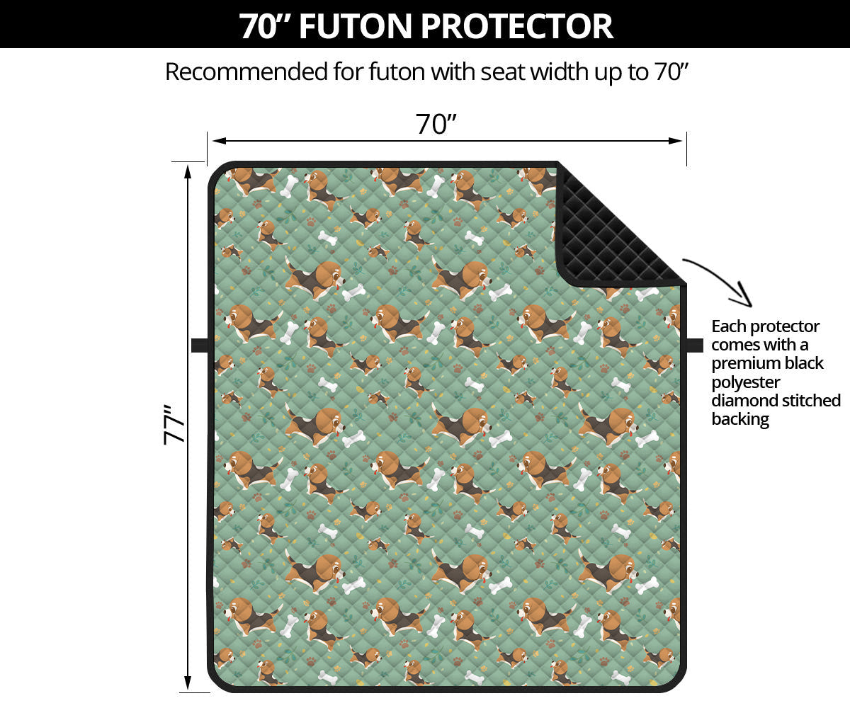 Cute Beagle Puppy Pattern Print Futon Protector