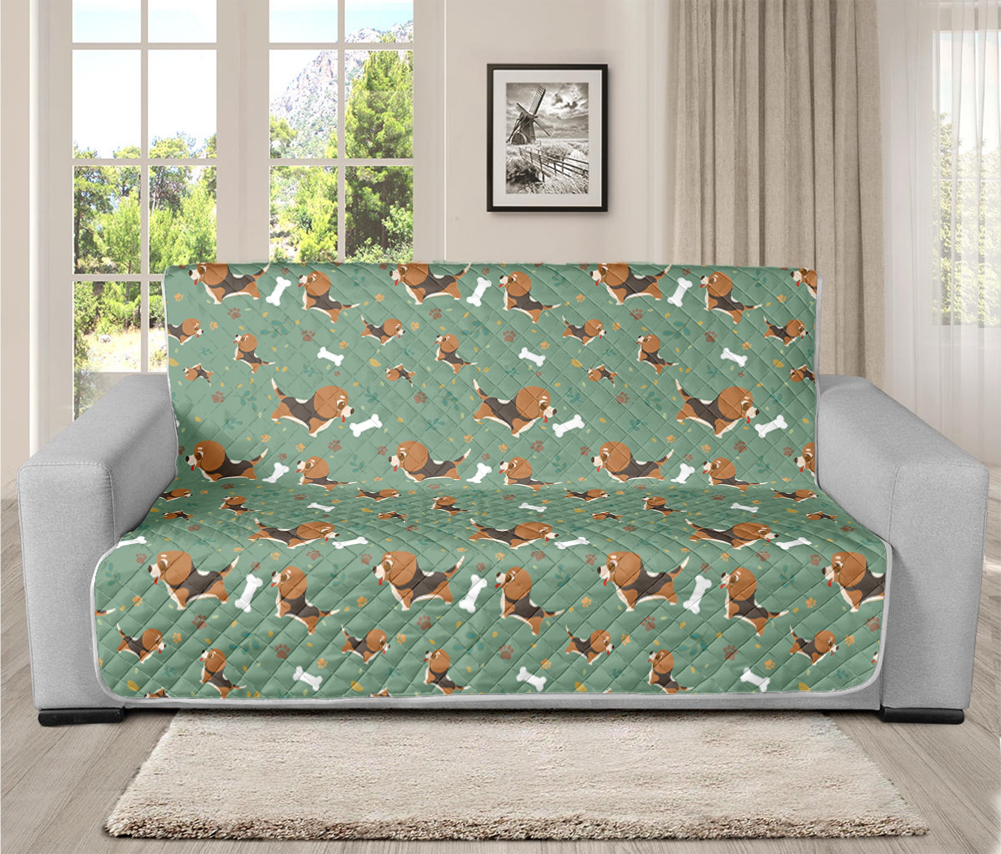 Cute Beagle Puppy Pattern Print Futon Protector