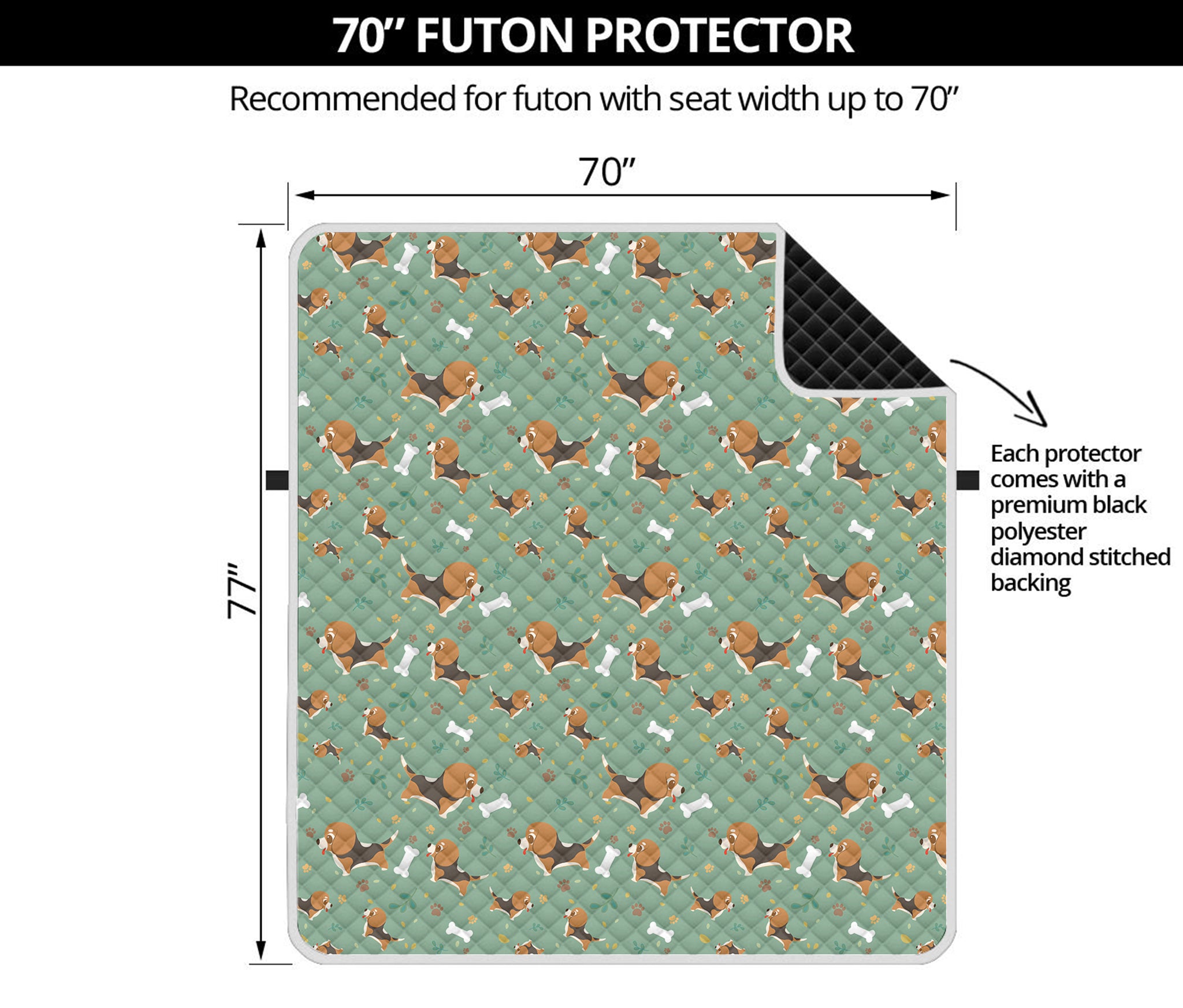 Cute Beagle Puppy Pattern Print Futon Protector