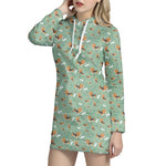 Cute Beagle Puppy Pattern Print Hoodie Dress