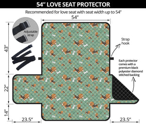 Cute Beagle Puppy Pattern Print Loveseat Protector