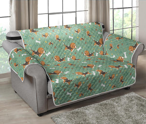 Cute Beagle Puppy Pattern Print Loveseat Protector