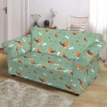 Cute Beagle Puppy Pattern Print Loveseat Slipcover