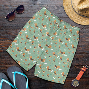 Cute Beagle Puppy Pattern Print Men's Shorts