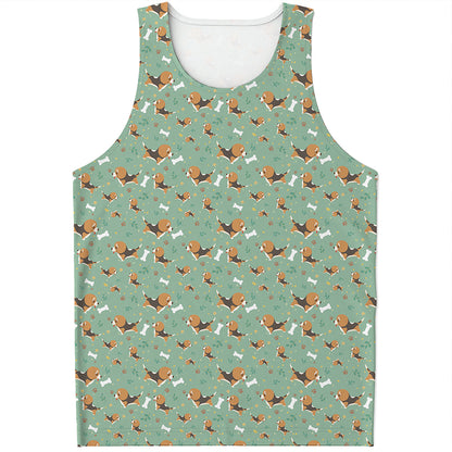Cute Beagle Puppy Pattern Print Men's Tank Top