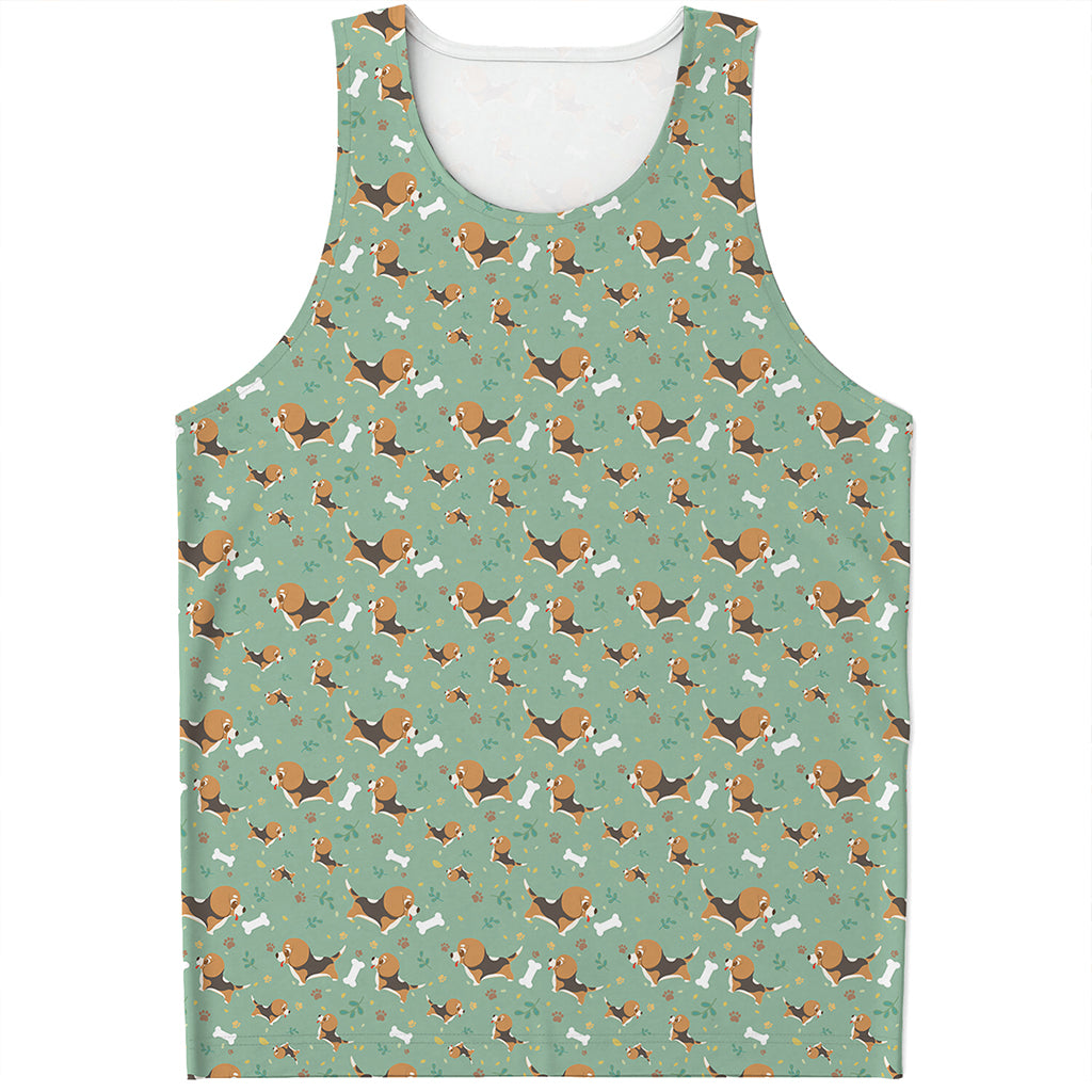 Cute Beagle Puppy Pattern Print Men's Tank Top