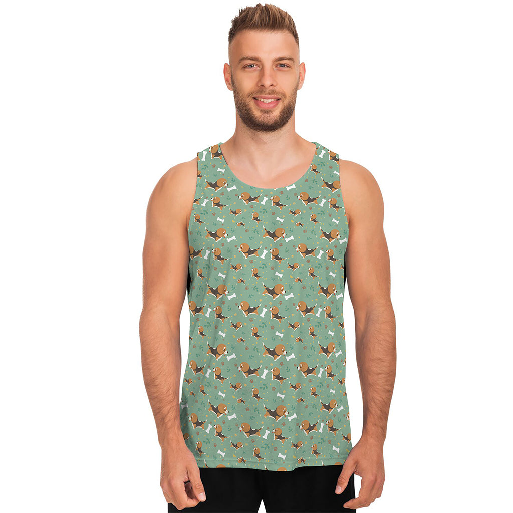 Cute Beagle Puppy Pattern Print Men's Tank Top