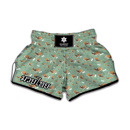 Cute Beagle Puppy Pattern Print Muay Thai Boxing Shorts