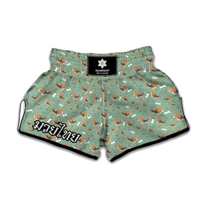 Cute Beagle Puppy Pattern Print Muay Thai Boxing Shorts