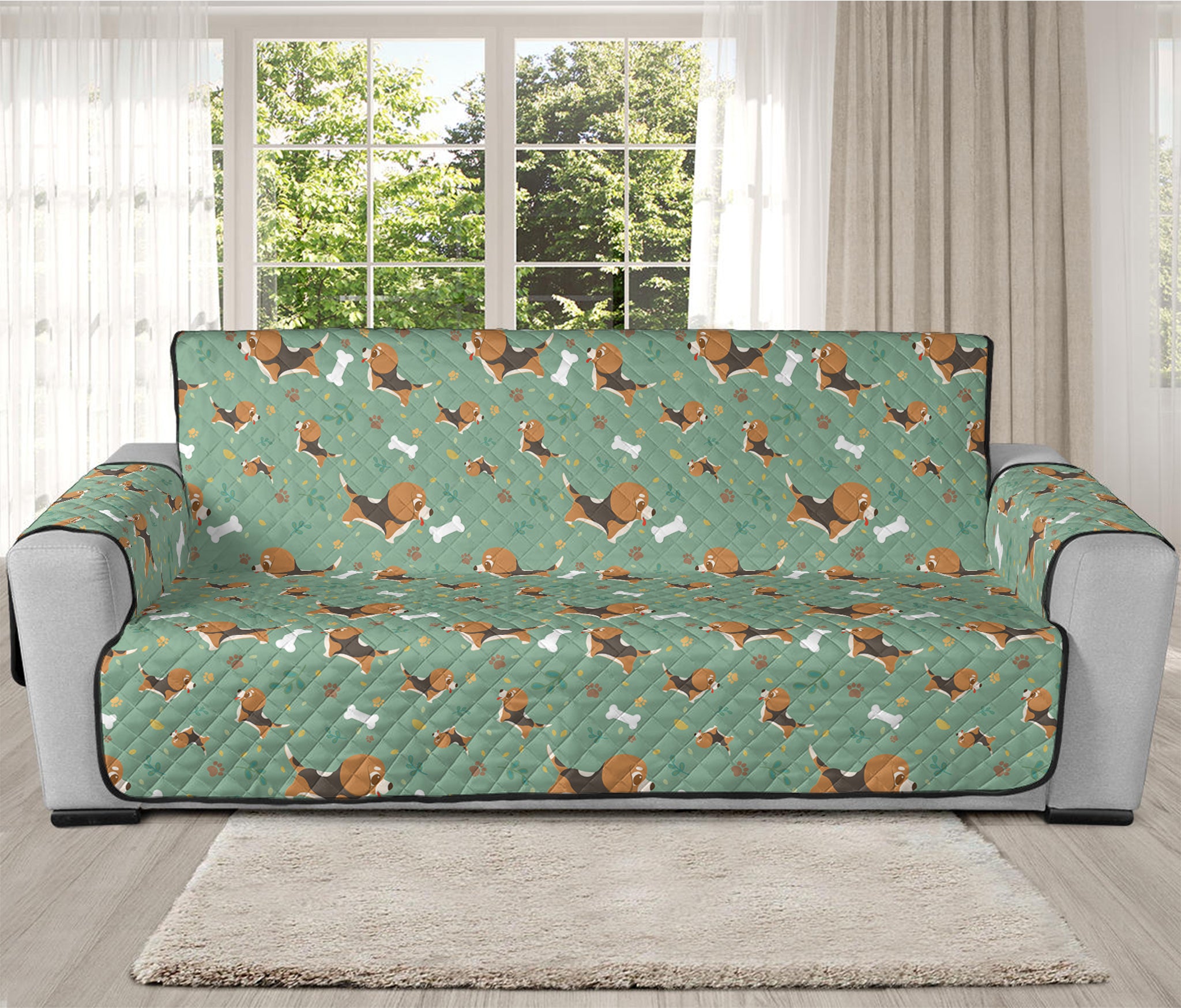 Cute Beagle Puppy Pattern Print Oversized Sofa Protector