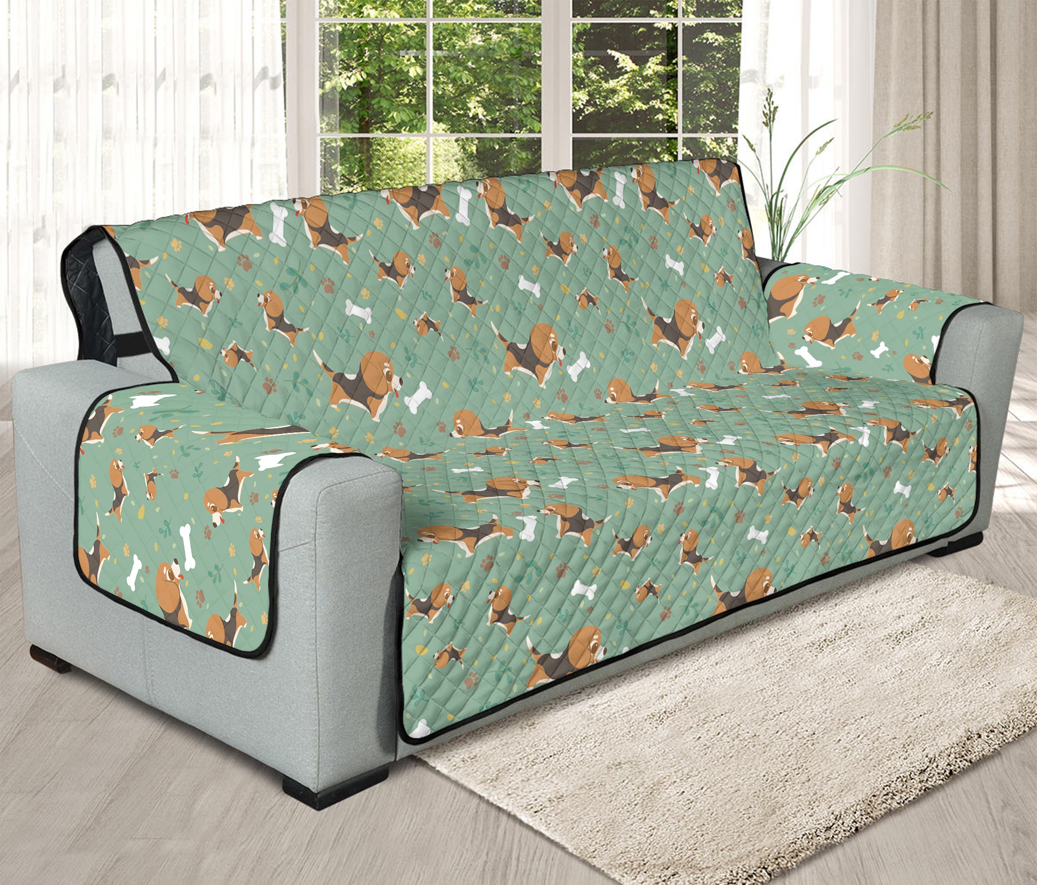 Cute Beagle Puppy Pattern Print Oversized Sofa Protector