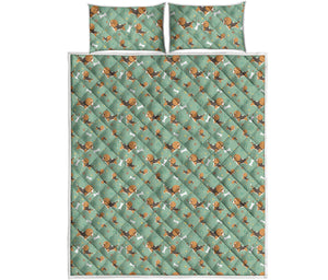 Cute Beagle Puppy Pattern Print Quilt Bed Set