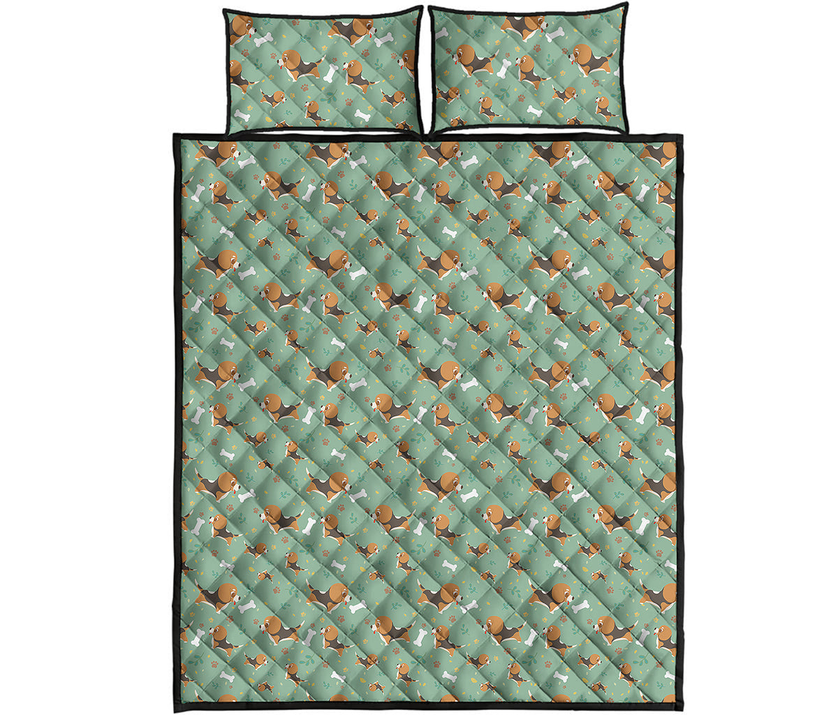 Cute Beagle Puppy Pattern Print Quilt Bed Set