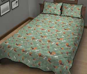 Cute Beagle Puppy Pattern Print Quilt Bed Set