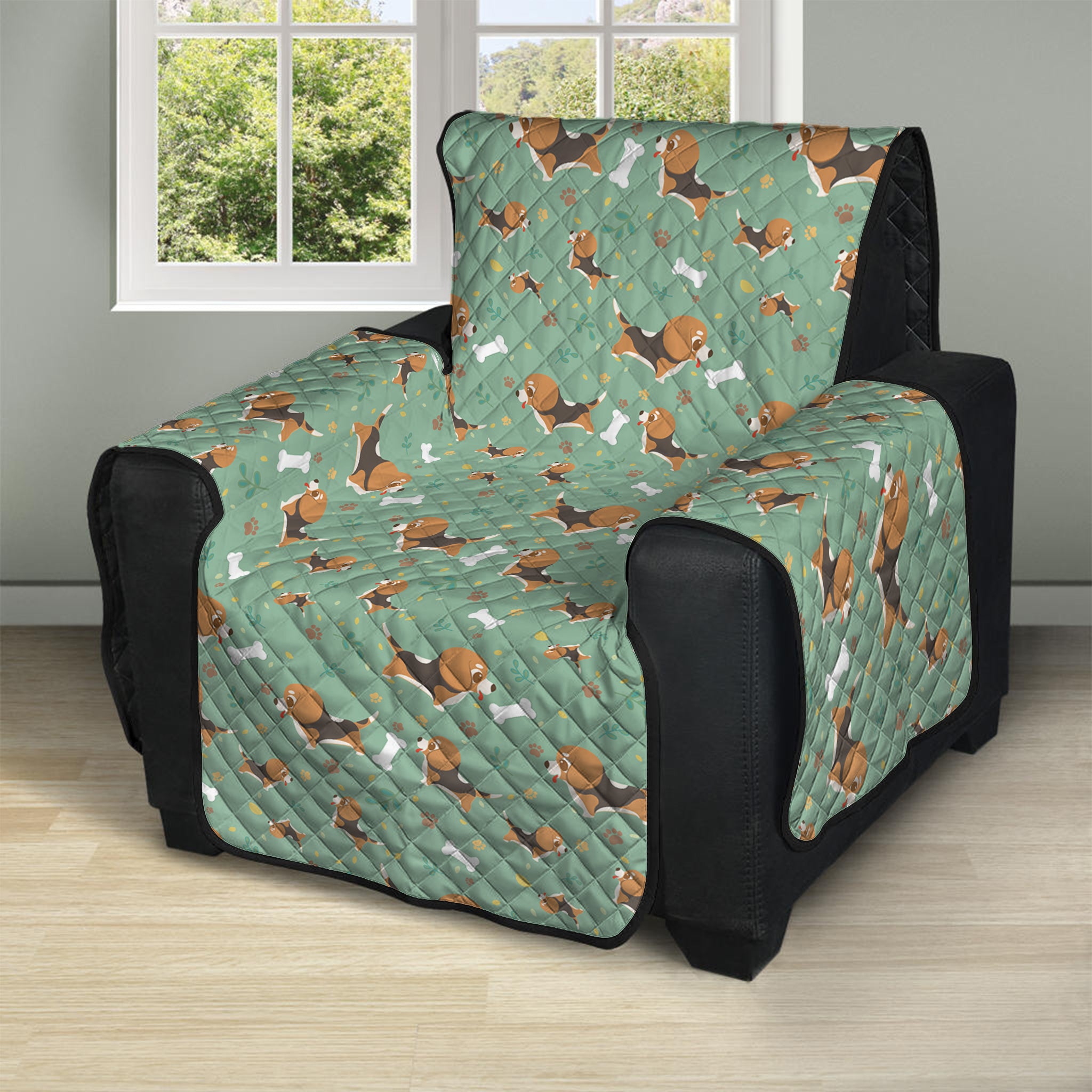 Cute Beagle Puppy Pattern Print Recliner Protector