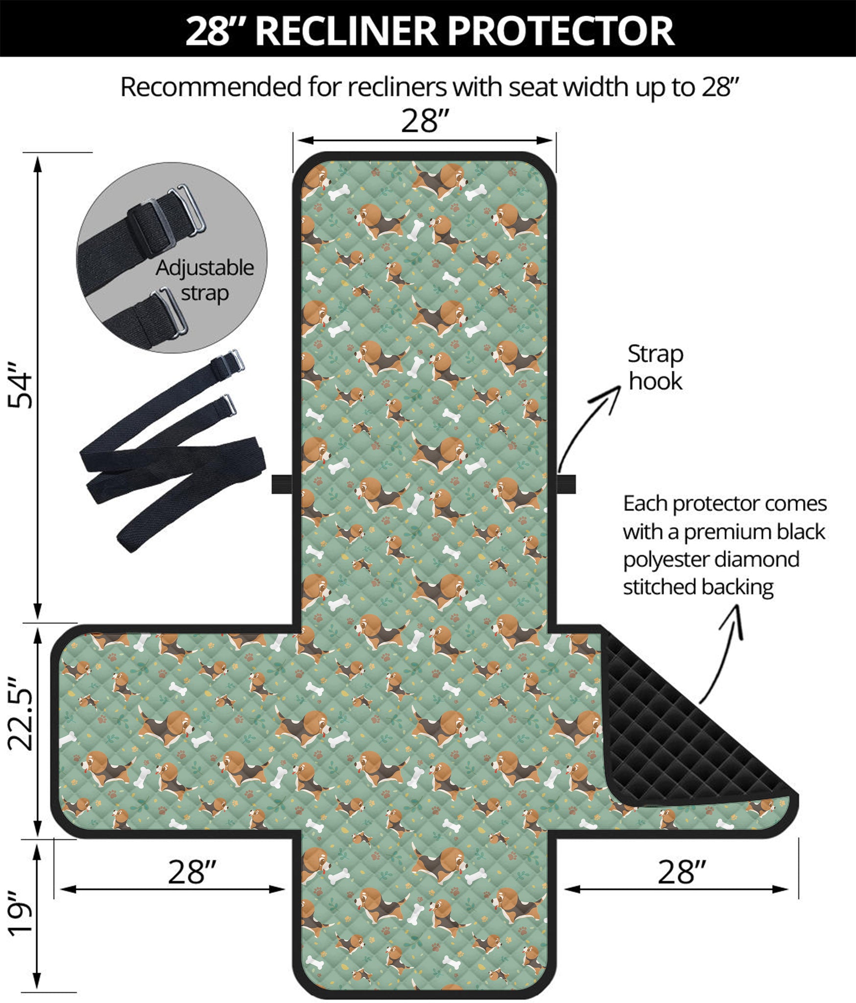 Cute Beagle Puppy Pattern Print Recliner Protector