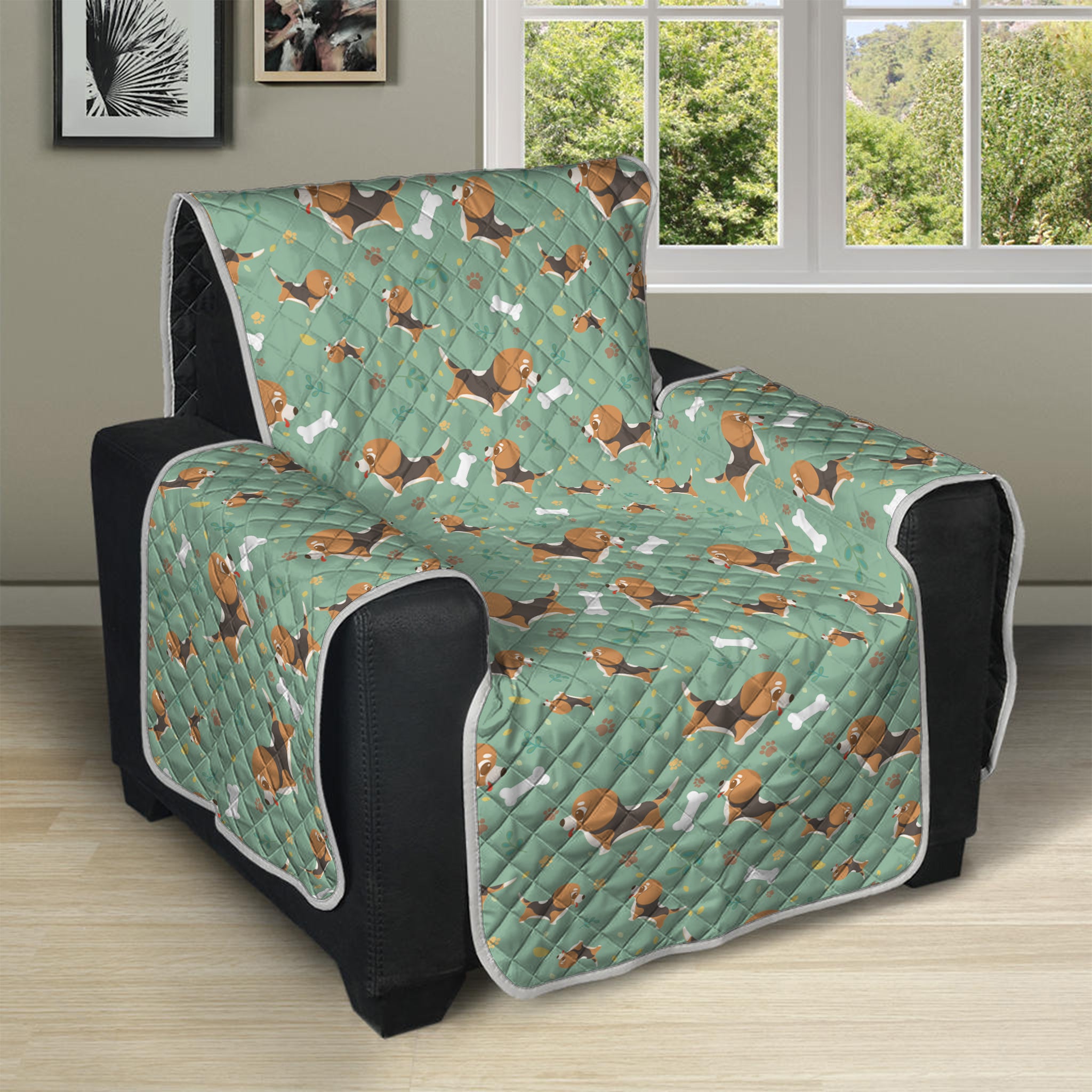 Cute Beagle Puppy Pattern Print Recliner Protector