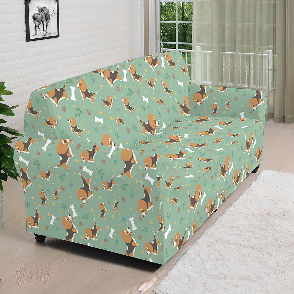 Cute Beagle Puppy Pattern Print Sofa Cover