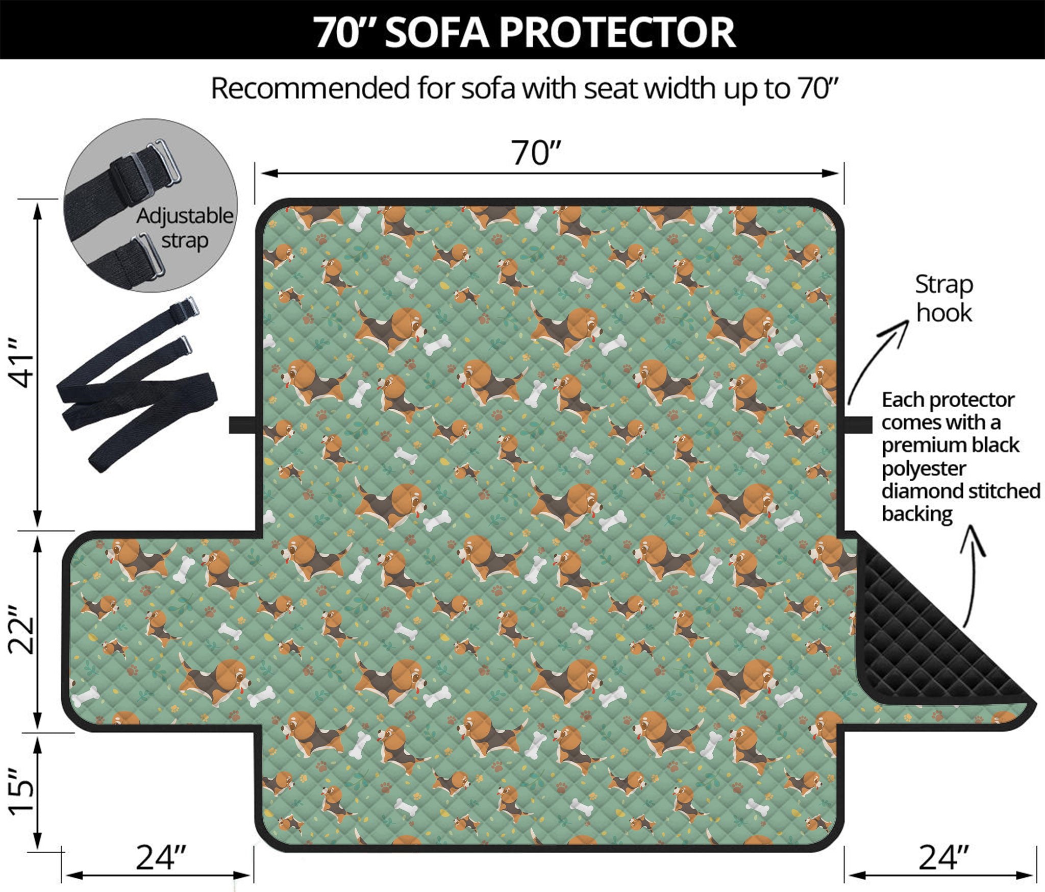 Cute Beagle Puppy Pattern Print Sofa Protector