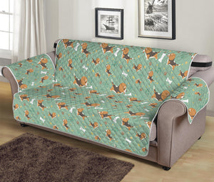 Cute Beagle Puppy Pattern Print Sofa Protector