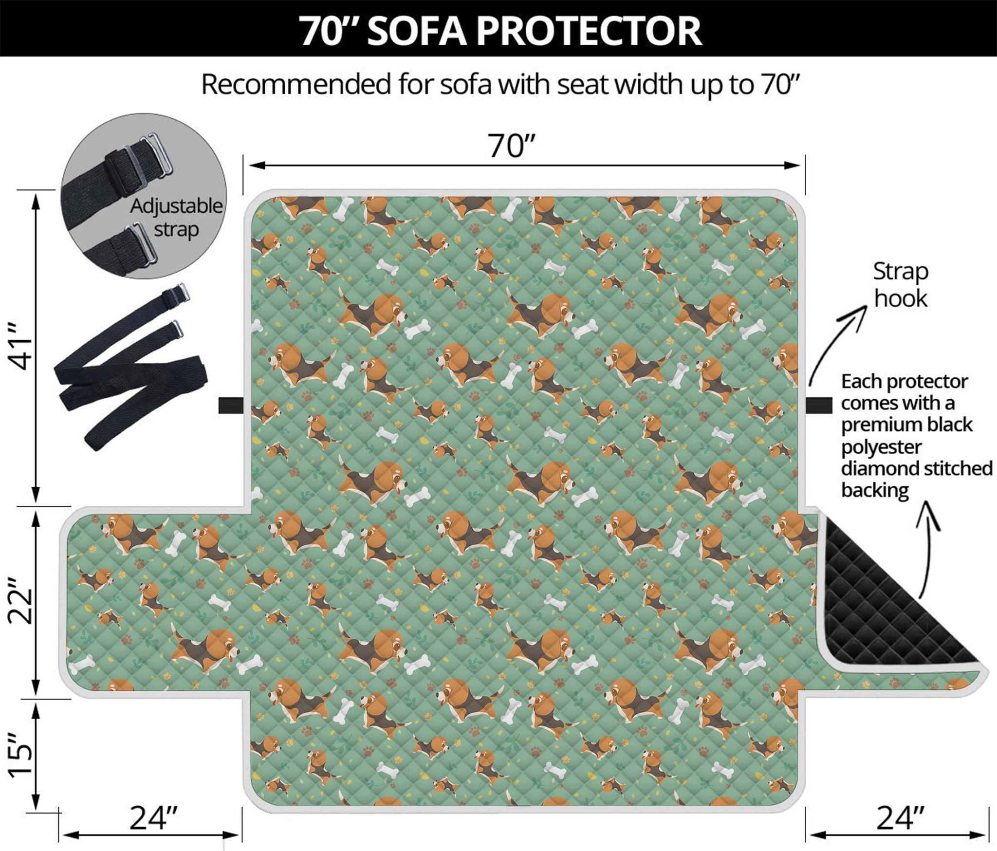 Cute Beagle Puppy Pattern Print Sofa Protector