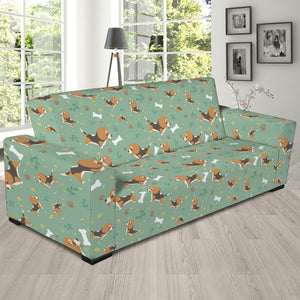 Cute Beagle Puppy Pattern Print Sofa Slipcover