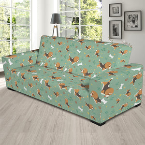 Cute Beagle Puppy Pattern Print Sofa Slipcover