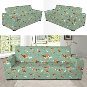 Cute Beagle Puppy Pattern Print Sofa Slipcover