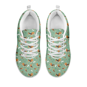 Cute Beagle Puppy Pattern Print White Sneakers