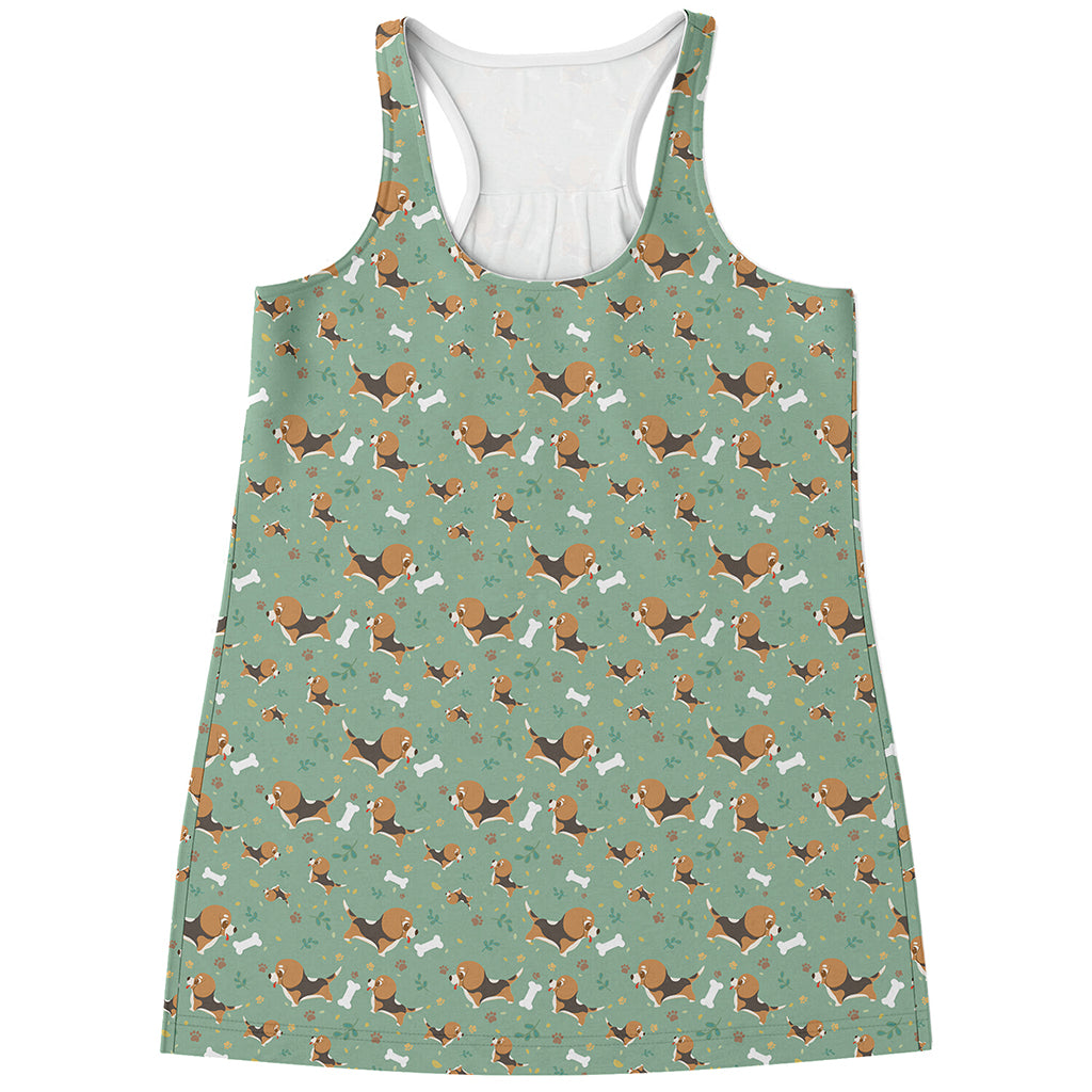 Cute Beagle Puppy Pattern Print Women's Racerback Tank Top