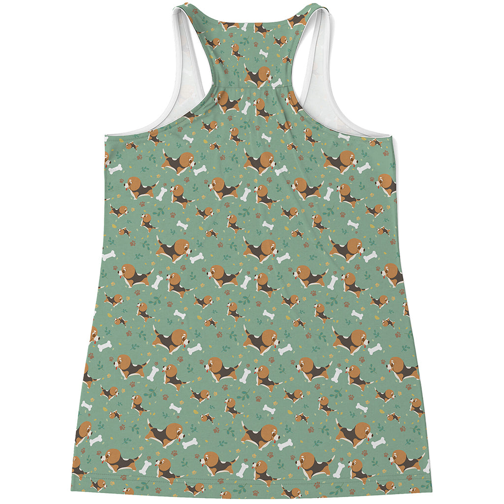 Cute Beagle Puppy Pattern Print Women's Racerback Tank Top