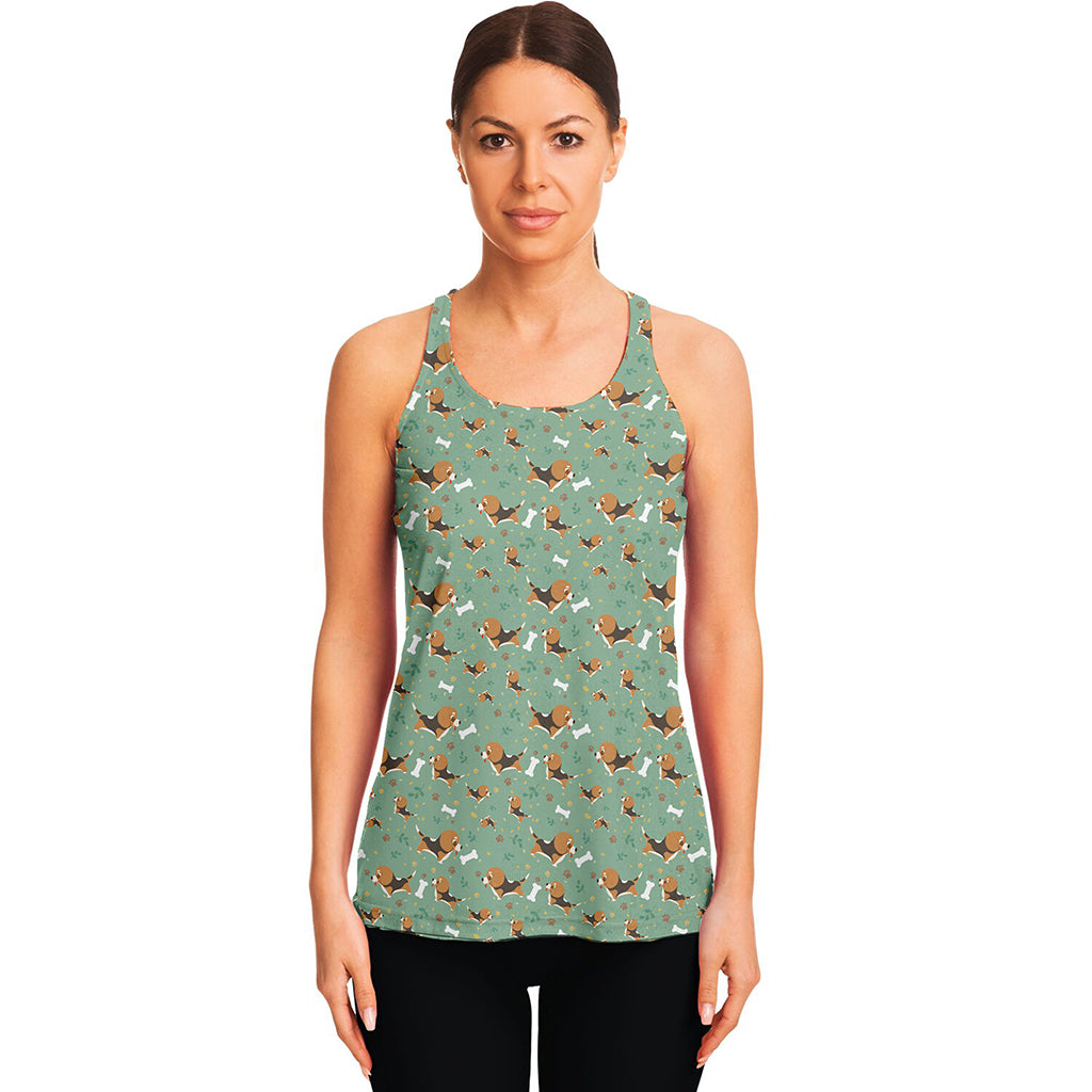 Cute Beagle Puppy Pattern Print Women's Racerback Tank Top