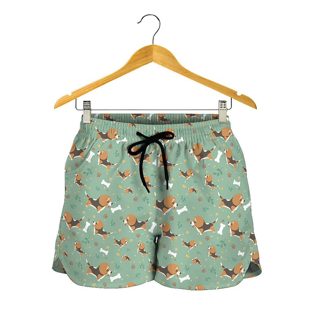 Cute Beagle Puppy Pattern Print Women's Shorts