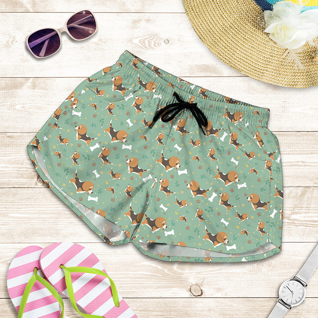 Cute Beagle Puppy Pattern Print Women's Shorts